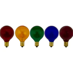 Northlight Pack Of 5 Transparent Multi-Color G40 Globe Christmas Replacement Light Bulbs 2"