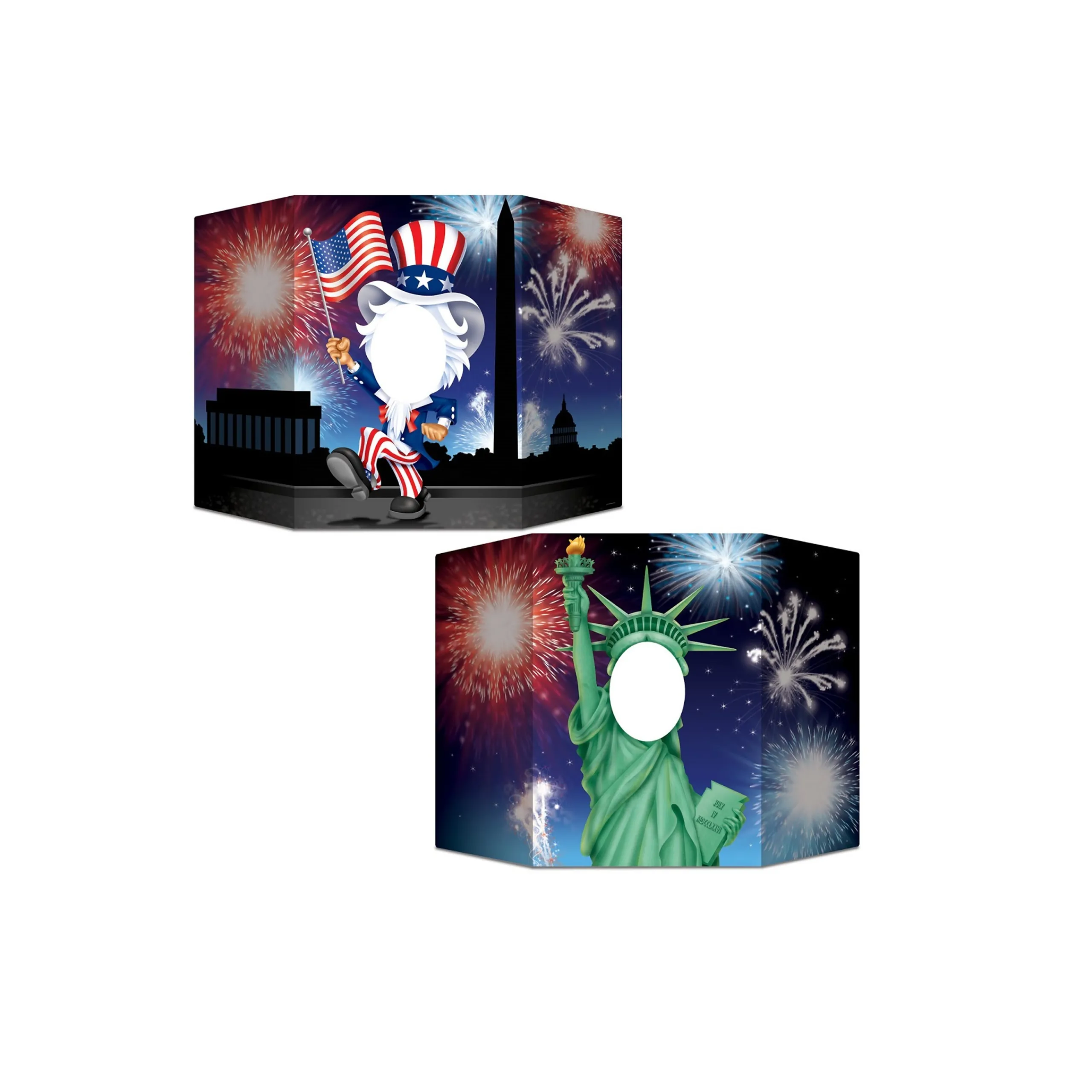 Party Central Pack Of 6 Vibrantly Colored Patriotic Uncle Sam And Lady Liberty Photo Prop Decors 37"