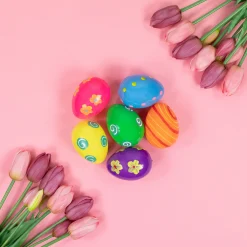 Northlight Pack Of 6 Vibrantly Colored Springtime Easter Eggs 3.25"