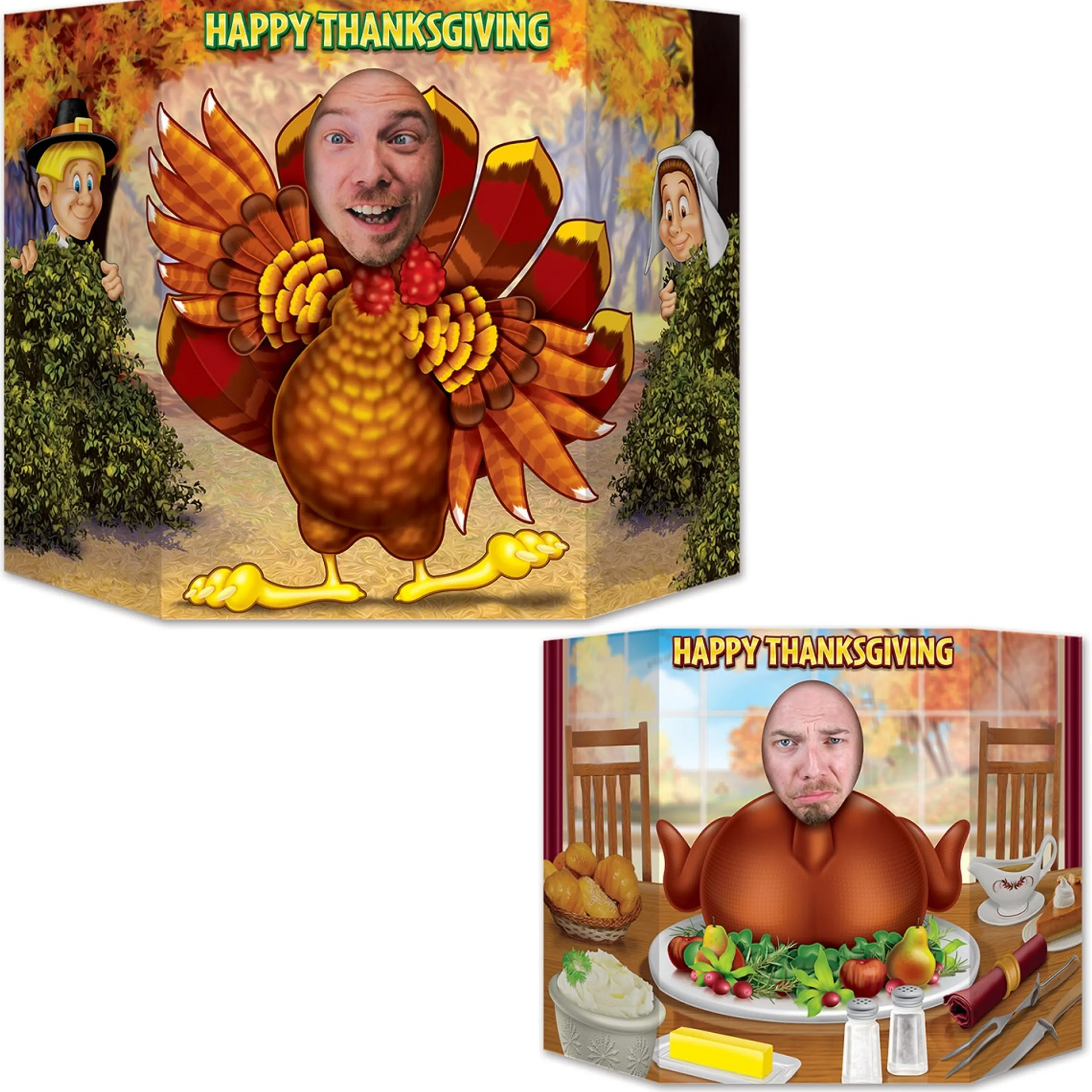 Beistle Pack Of 6 Vibrantly Colored Live And Roasted Turkey Thanksgiving Stand-Up Photo Prop 3.1'
