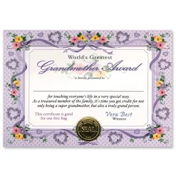 Beistle Pack Of 6 ''World's Greatest Grandmother'' Certificates 5" X 7"