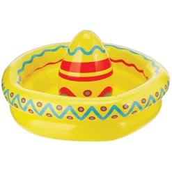 Party Central Pack Of 6 Yellow And Green Inflatable Sombrero Hat Coolers 18"