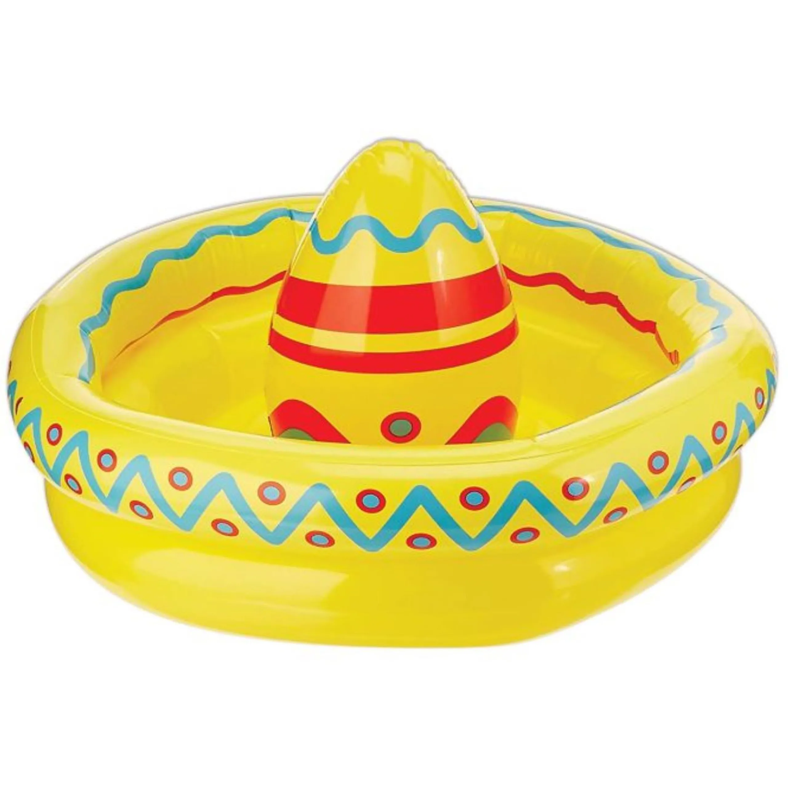 Party Central Pack Of 6 Yellow And Green Inflatable Sombrero Hat Coolers 18"