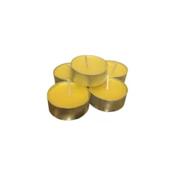 Bear Natural Organics Pack Of 50 Yellow And Silver Organic Handmade Tealight Tin Cup Candles