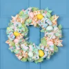 Northlight Pastel Easter Egg And Ribbons Wreath, 22-Inch, Unlit