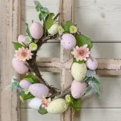 Specialty Wreaths*Northlight Pastel Easter Egg Mini Spring Easter Wreath, Pink And Yellow 8-Inch