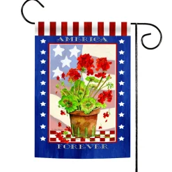 Toland Home Garden Patriotic Geranium "America Forever" Outdoor Garden Flag 18" X 12.5"