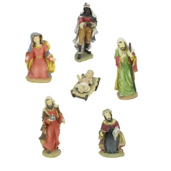 Nativities*Northlight 6Pc Red And Green Holy Family Religious Christmas Nativity Statues 19"