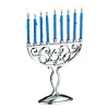 Rite Lite 45Pc Silver And Blue Classic Style Mini Hanukkah Menorah Set With Candles 4.75"