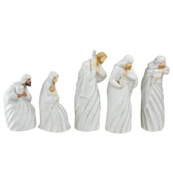 Nativities*Roman 5Pc White And Silver Holy Family With Men Christmas Nativity Figure Set 7.25"
