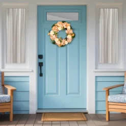 Northlight Peach And White Floral Fall Harvest Artificial Wreath, 22-Inch