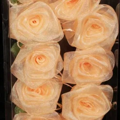 The Ribbon People Peach Yellow Rose Flower Wired Craft Garland 54'