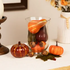 Northlight 10-Piece Autumn Harvest Artificial Pumpkin, Gourd, Acorn And Leaf Decoration Set
