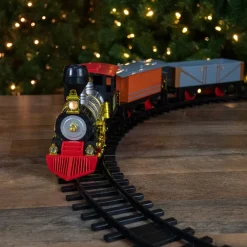 Trains*Northlight 17-Piece Lighted And Animated Gold And Red Classic Model Train Set With Sound