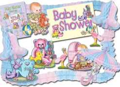 Party Central 66-Piece Pink And Blue Baby Shower Party Decorating Accessory Kit