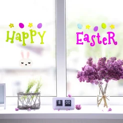 Northlight 21-Piece Pink And Green Happy Easter Spring Gel Window Clings