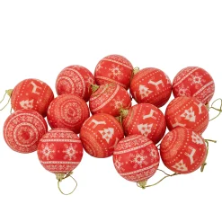 Northlight Balls>14-Piece Red And White Nordic Decoupage Christmas Ball Ornament Set, 2.25" (60Mm)