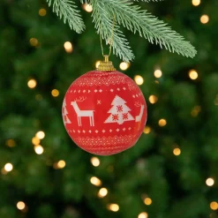 Northlight Balls>14-Piece Red And White Nordic Decoupage Christmas Ball Ornament Set, 2.25" (60Mm)