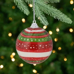 Northlight Balls>14-Piece Red, Green And White Striped Decoupage Christmas Ball Ornament Set, 2.25" (60Mm)