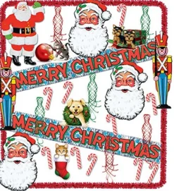 Party Supplies*Beistle 30-Piece Santa, Toy Soldier, Candy Cane And Whirls Trimorama Christmas Decoration Kit