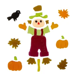 Northlight 19-Piece Scarecrow And Pumpkins Thanksgiving Gel Window Clings