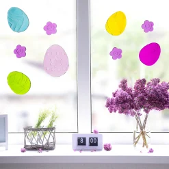 Northlight 8-Piece Yellow And Purple Easter Egg Spring Gel Window Clings