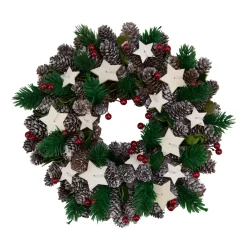 Traditional Pine Wreaths*Northlight Pine Cone And Berries With Stars Artificial Christmas Wreath, 10-Inch, Unlit