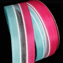The Ribbon People Pink And Blue Striped Wired Craft Ribbon 1.5" X 80 Yards