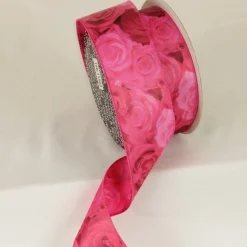 The Ribbon People Pink Roses Valentine's Day Wired Craft Ribbon 2" X 20 Yards