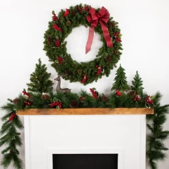 Pre-Lit Wreaths*Northlight Pre-Lit Canadian Pine Artificial Christmas Double Wreath, 36-Inch, Clear Led Lights