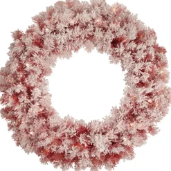 Specialty Wreaths*Northlight Pre-Lit Flocked Red Artificial Christmas Wreath, 36 Inch, Clear Lights