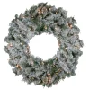 Traditional Pine Wreaths*Northlight Pre-Lit Flocked Victoria Pine Artificial Christmas Wreath - 30-Inch, Clear Lights
