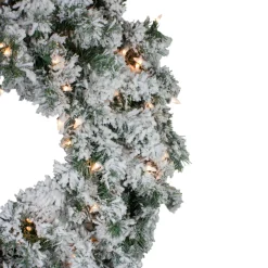 Traditional Pine Wreaths*Northlight Pre-Lit Flocked Victoria Pine Artificial Christmas Wreath - 30-Inch, Clear Lights