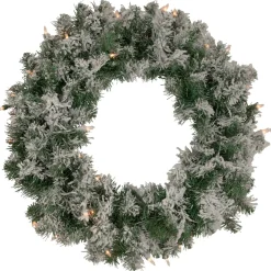 Pre-Lit Wreaths*Northlight Pre-Lit Flocked Victoria Pine Artificial Christmas Wreath - 24-Inch, Clear Lights