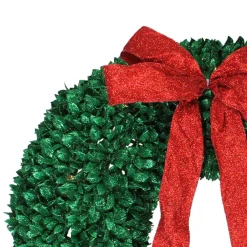 Specialty Wreaths*Northlight Pre-Lit Glittered Leaves Artificial Christmas Wreath - 28-Inch, Clear Lights