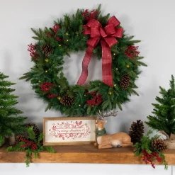 Pre-Lit Wreaths*Northlight Pre-Lit Green Mixed Rosemary Emerald Angel Pine Artificial Christmas Wreath - 30-Inch, Clear Lights