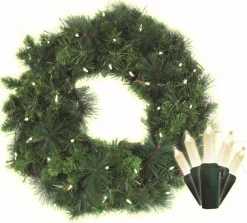 Traditional Pine Wreaths*CC Christmas Decor Pre-Lit Led Anchorage Fir Pine Cone Christmas Wreath, 30-Inch, Clear Lights