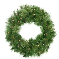 Pre-Lit Wreaths*Northlight Pre-Lit Mixed Cashmere Pine Artificial Christmas Wreath - 24-Inch, Clear Lights