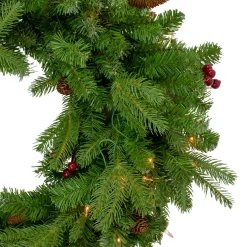 Pre-Lit Wreaths*Northlight Pre-Lit Mixed Winter Berry Pine Artificial Christmas Wreath - 24-Inch, Clear Lights