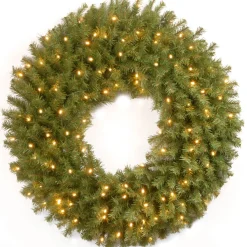 Pre-Lit Wreaths*National Tree Company Pre-Lit Norwood Fir Artificial Christmas Wreath, 30-Inch, White Led Lights