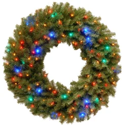Pre-Lit Wreaths*National Tree Company Pre-Lit Norwood Fir Artificial Christmas Wreath, 36-Inch, Multicolor Led Lights