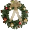 Traditional Pine Wreaths*Northlight Pre-Lit Pine Cone And Gifts Artificial Christmas Wreath, 24-Inch, Warm Clear Led Lights