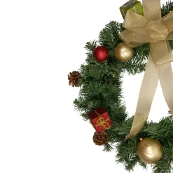 Traditional Pine Wreaths*Northlight Pre-Lit Pine Cone And Gifts Artificial Christmas Wreath, 24-Inch, Warm Clear Led Lights