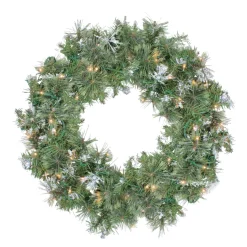 Pre-Lit Wreaths*Northlight Pre-Lit Snow Mountain Pine Artificial Christmas Wreath - 24-Inch, Clear Lights