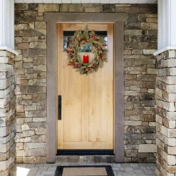 Frosted, Flocked, Iced Wreaths*National Tree Company Pre-Lit Snowy Bristle Berry Artificial Christmas Wreath, 24-Inch, White Led Lights