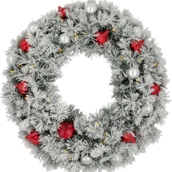 Traditional Pine Wreaths*Northlight Pre-Lit Snowy Bristle Pine Artificial Christmas Wreath, 30-Inch, Warm White Lights