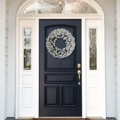 Frosted, Flocked, Iced Wreaths*National Tree Company Pre-Lit Snowy Iceland Fir Artificial Christmas Wreath, 24-Inch, Warm White Lights