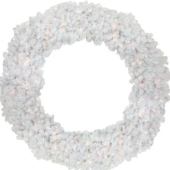 Pre-Lit Wreaths*Northlight Pre-Lit White Commercial Snow White Pine Artificial Christmas Wreath - 6-Foot, Clear Lights