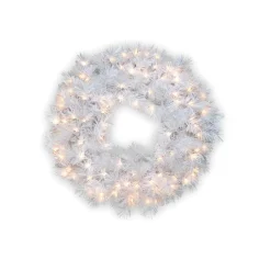 Specialty Wreaths*National Tree Company Pre-Lit White Wispy Willow Grande Artificial Christmas Wreath, 30-Inch, Clear Lights