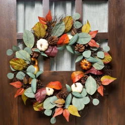 Northlight Pumpkin, Pinecone, And Gourd Artificial Fall Harvest Wreath, 24-Inch, Unlit